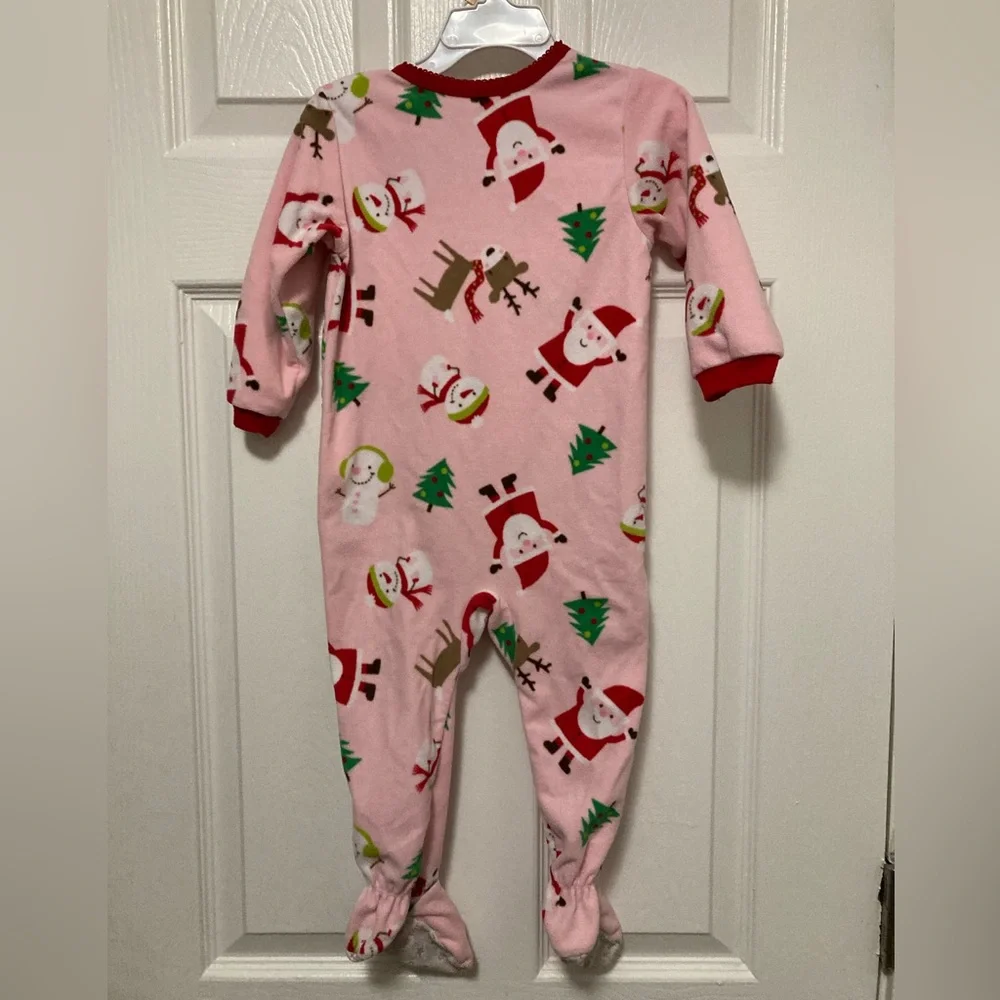 *Carter’s Pink Fleece Christmas Theme One Piece Footie Size 18M Sleeper #X